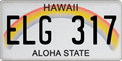 HI license plate ELG317