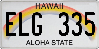 HI license plate ELG335