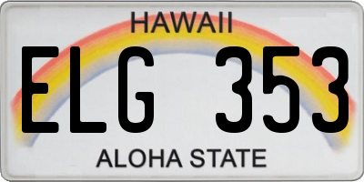 HI license plate ELG353