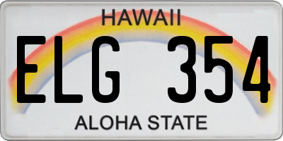 HI license plate ELG354