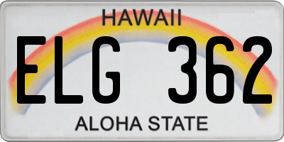 HI license plate ELG362