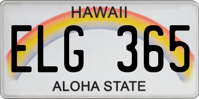 HI license plate ELG365