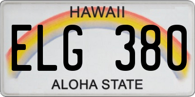 HI license plate ELG380