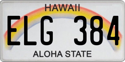 HI license plate ELG384