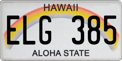HI license plate ELG385