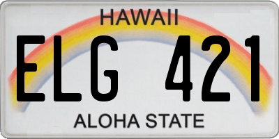 HI license plate ELG421