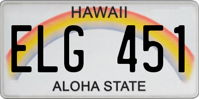 HI license plate ELG451