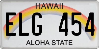 HI license plate ELG454