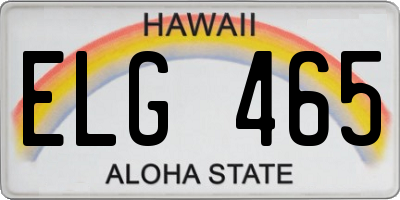 HI license plate ELG465