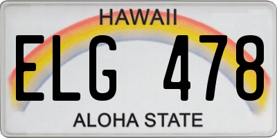 HI license plate ELG478