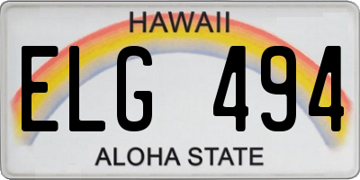 HI license plate ELG494