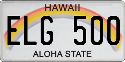 HI license plate ELG500