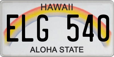 HI license plate ELG540