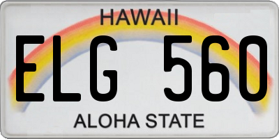 HI license plate ELG560