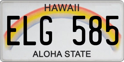 HI license plate ELG585