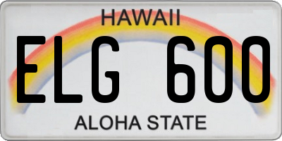 HI license plate ELG600