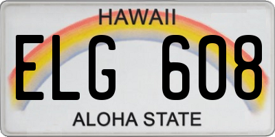 HI license plate ELG608