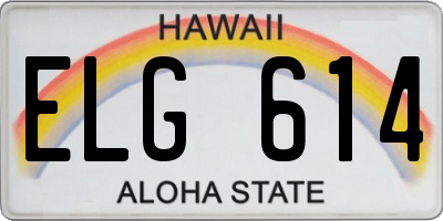HI license plate ELG614