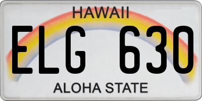 HI license plate ELG630