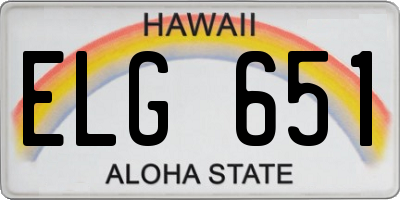 HI license plate ELG651