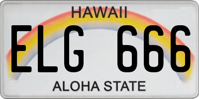 HI license plate ELG666