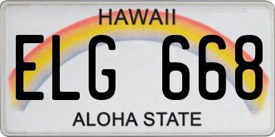 HI license plate ELG668