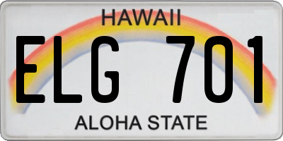 HI license plate ELG701