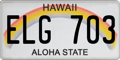 HI license plate ELG703