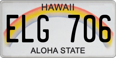 HI license plate ELG706