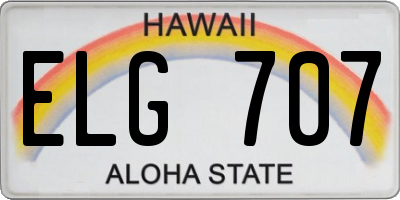 HI license plate ELG707