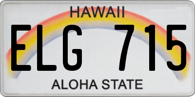 HI license plate ELG715