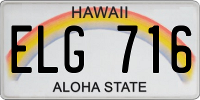 HI license plate ELG716