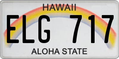 HI license plate ELG717