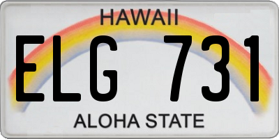 HI license plate ELG731