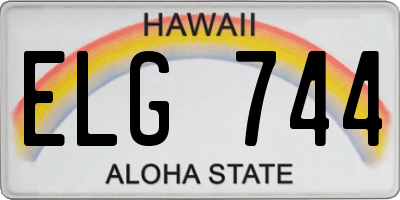 HI license plate ELG744