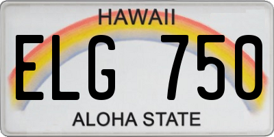 HI license plate ELG750