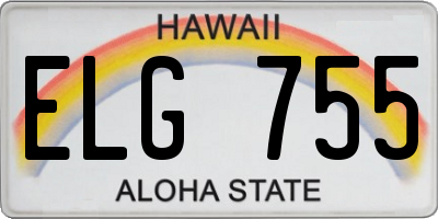 HI license plate ELG755
