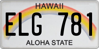 HI license plate ELG781