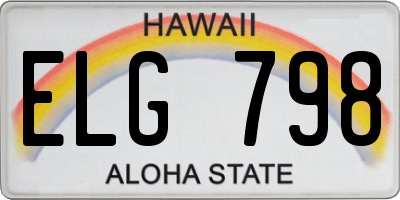 HI license plate ELG798