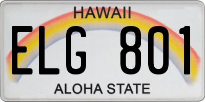 HI license plate ELG801