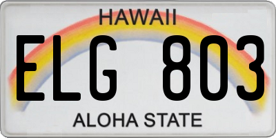 HI license plate ELG803