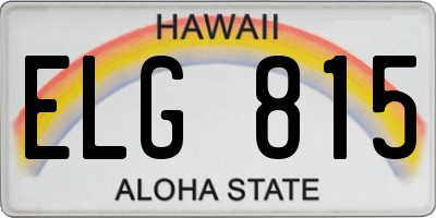 HI license plate ELG815