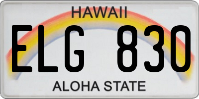 HI license plate ELG830