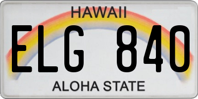 HI license plate ELG840
