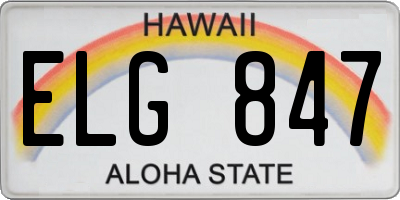 HI license plate ELG847