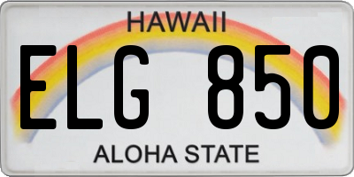 HI license plate ELG850