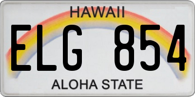 HI license plate ELG854