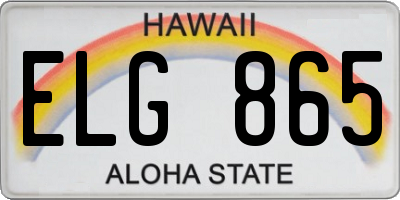 HI license plate ELG865