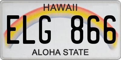 HI license plate ELG866