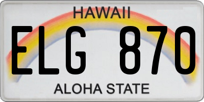 HI license plate ELG870